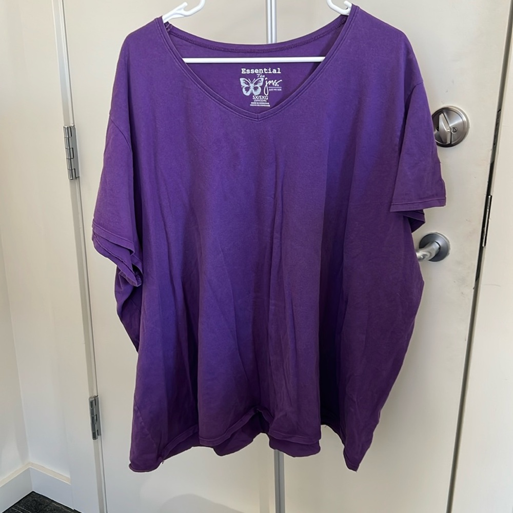 💝 10/$10 💝 Purple Essential Tee JUST MY SIZE Size 5X [Stain on Front?]